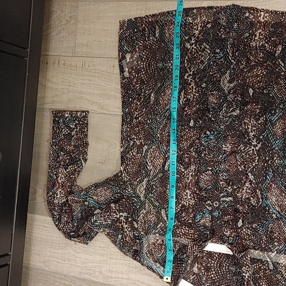 Planet Sheer Dress Shirt in Brown Blue and Cream US 12 - Picture 9 of 9